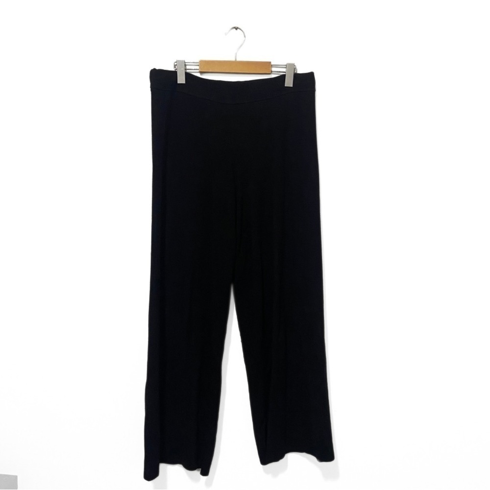 Splendid Black Ribbed Thick High-Rise Wide-Leg Loungewear Sweatpants Size Large